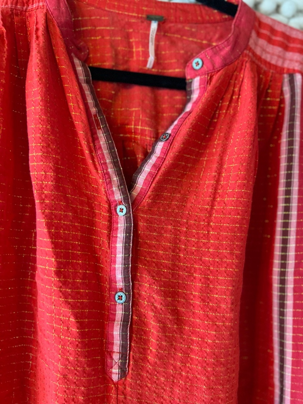 Free People Lurex Tunic Orange Red Metallic Size Small - Picture 7 of 9